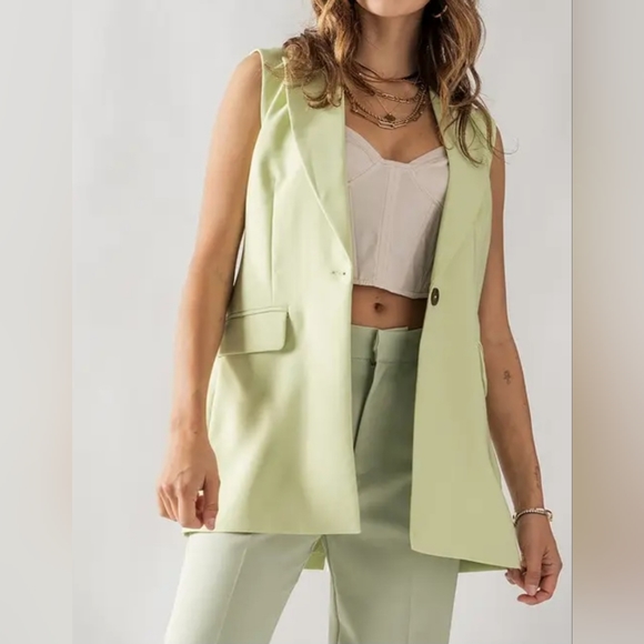 #100 🛑S FABULOUS SINGLE BUTTON NOTCHED COLLAR BLAZER VEST - Picture 3 of 3